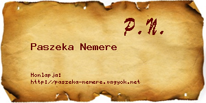 Paszeka Nemere névjegykártya